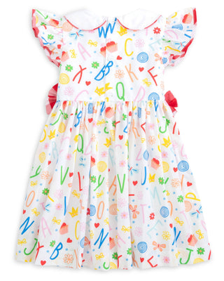 ABCs & 123s Alphabet Print Embroidered Collar Dress