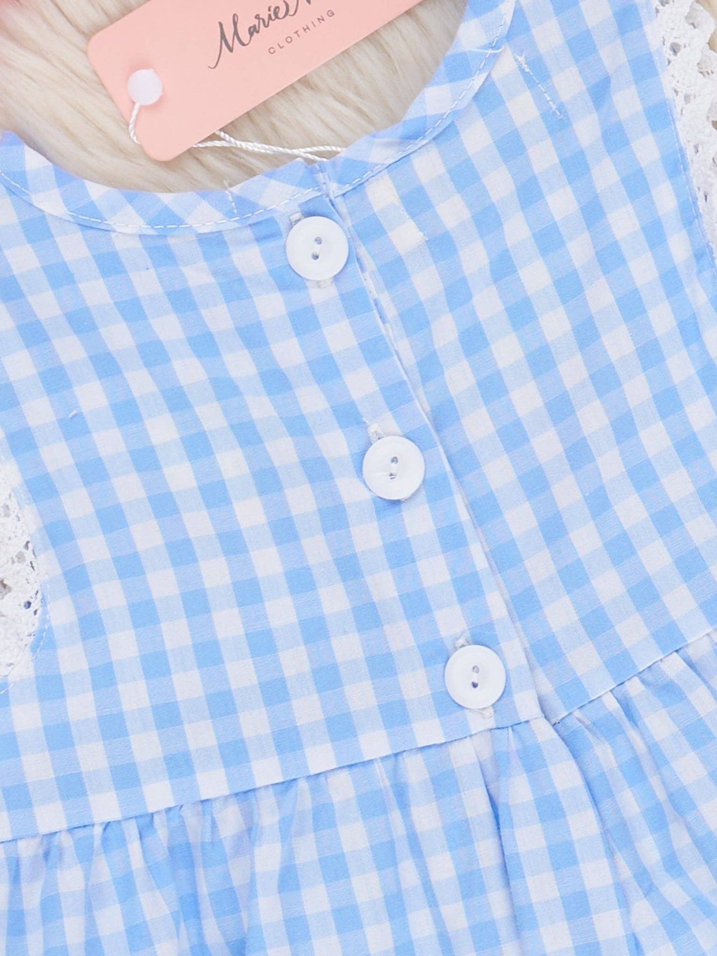 Gingham Embroidered Strawberries Bows Ruffle Outfit