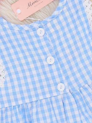 Gingham Embroidered Strawberries Bows Ruffle Outfit