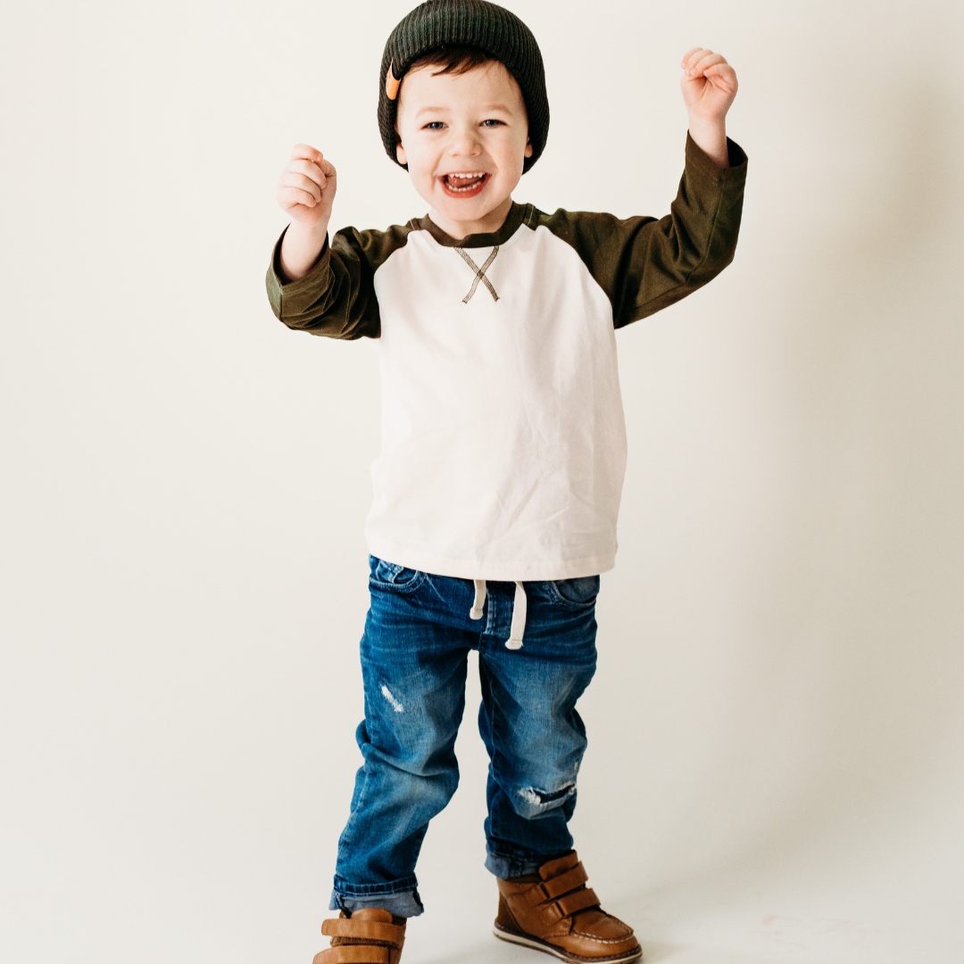 Green Raglan Baseball Tee