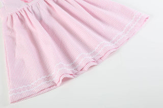 Pink Seersucker Pom Pom Flip Flops Dress