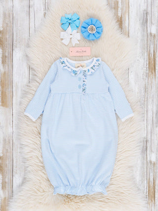 Cornflower Cottage Striped Ruffle Gown