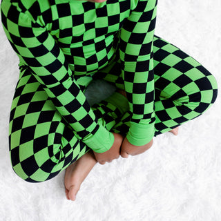 Green Checkers Long Sleeve Bamboo Pajamas
