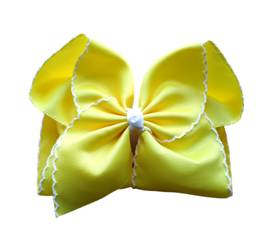 Yellow Moon Stitch Hair Bow