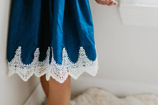 Denim Ruffle Intricate Lace Summer Dress