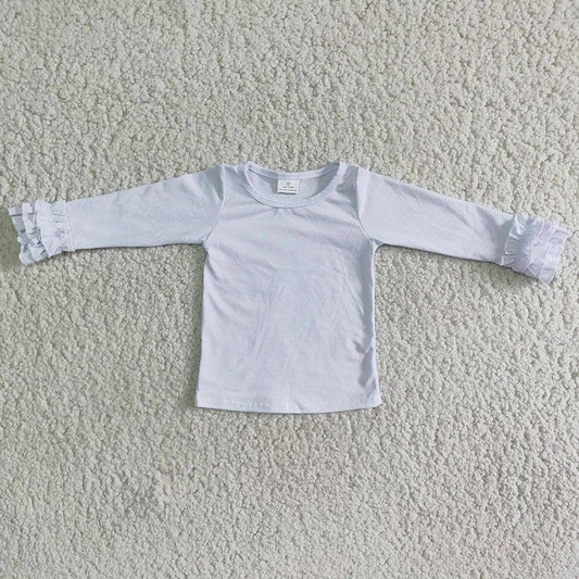 White icing ruffle long sleeve T-shirts