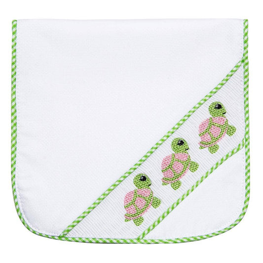 Green Turtle Smocked Burp Cloth