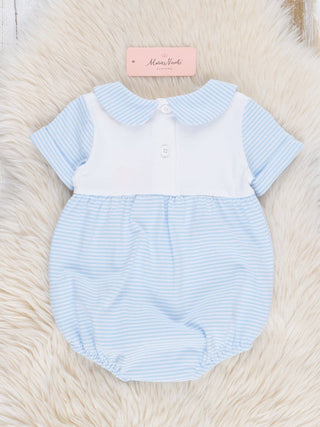 Classic Baby Blue Striped Bubble Romper