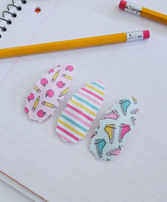 School Rules 2.5 inch Scallop Oval Snap Clip 3 pack