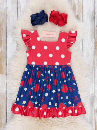 Apples & Bows Ruffle Dress