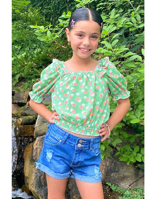 GKT-3150B Girl's Fashion Top w/ Puff Sleeve