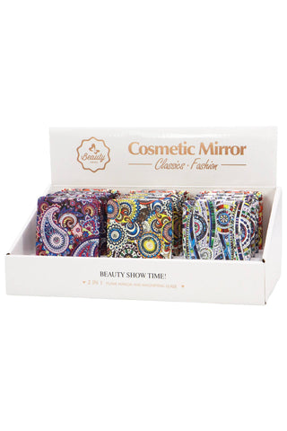 Boho Paisley Glitter Compact Mirror - 12 Pc