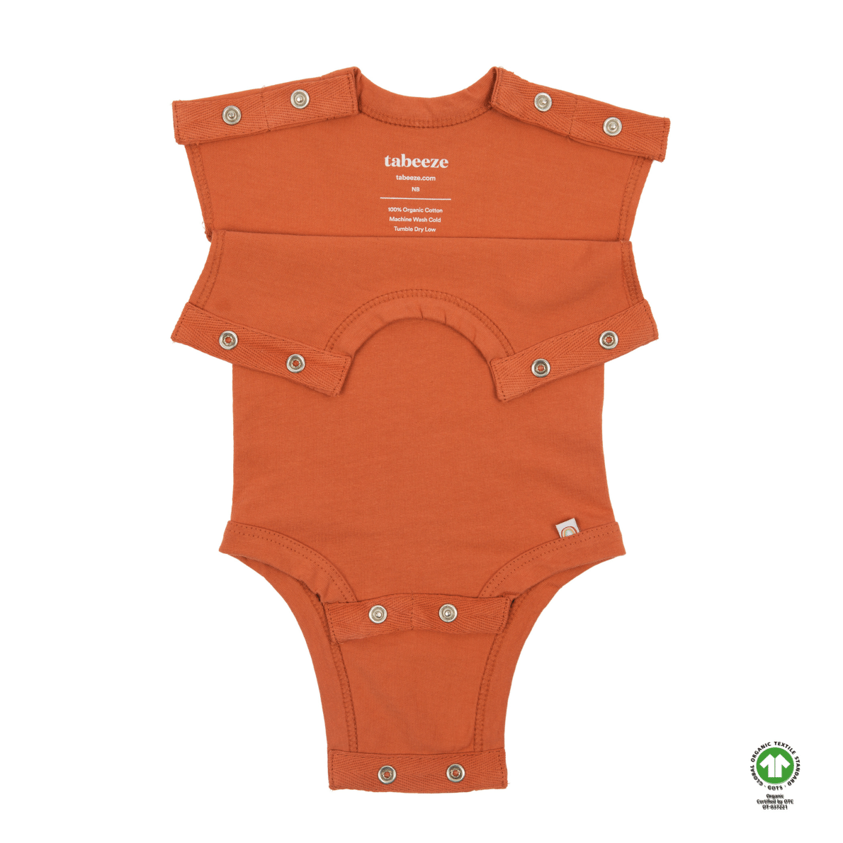Rust 100% Organic Cotton Bottom-Up Onesie