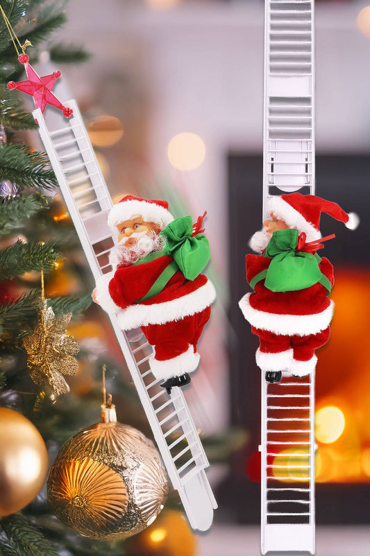 Santa Claus Ladder Climbing Music Ornament