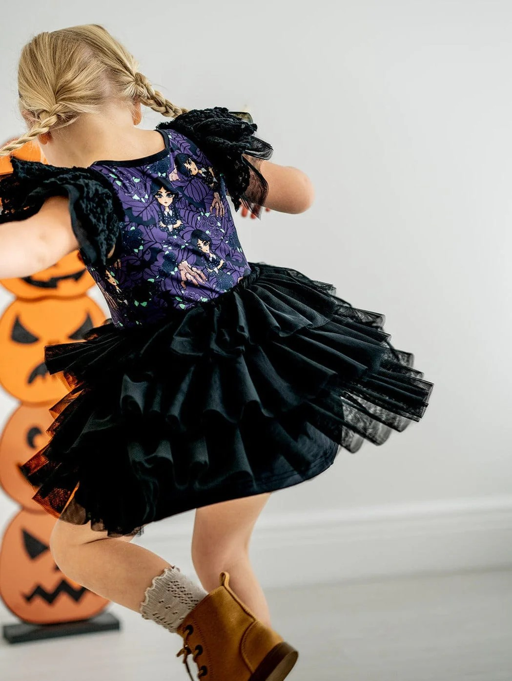Wednesday Lace Sleeve Tulle Dress
