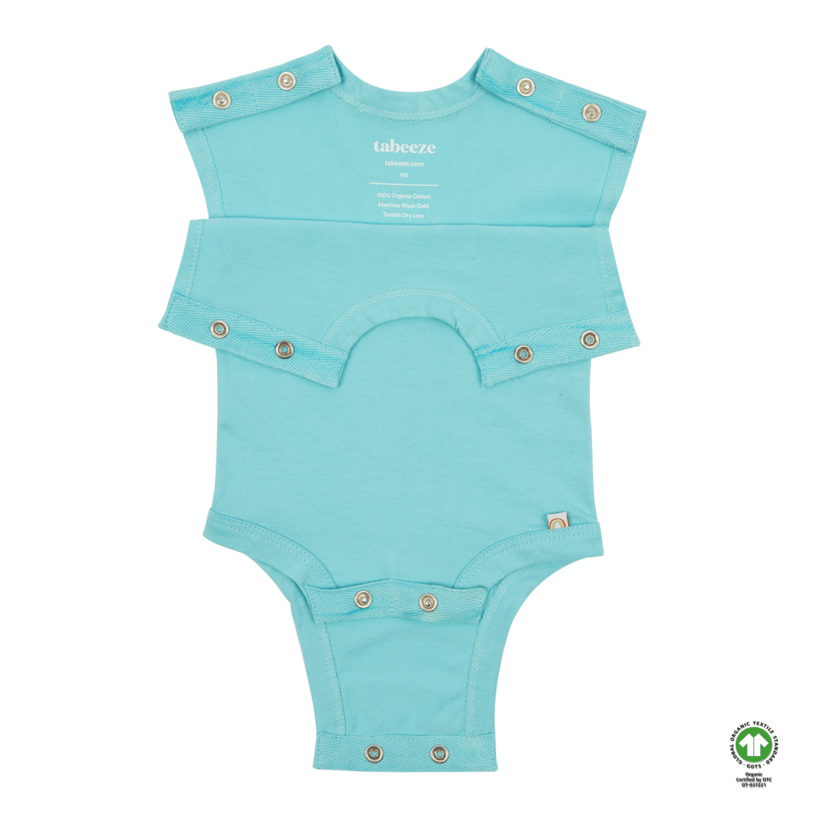 Blue 100% Organic Cotton Bottom-Up Onesie