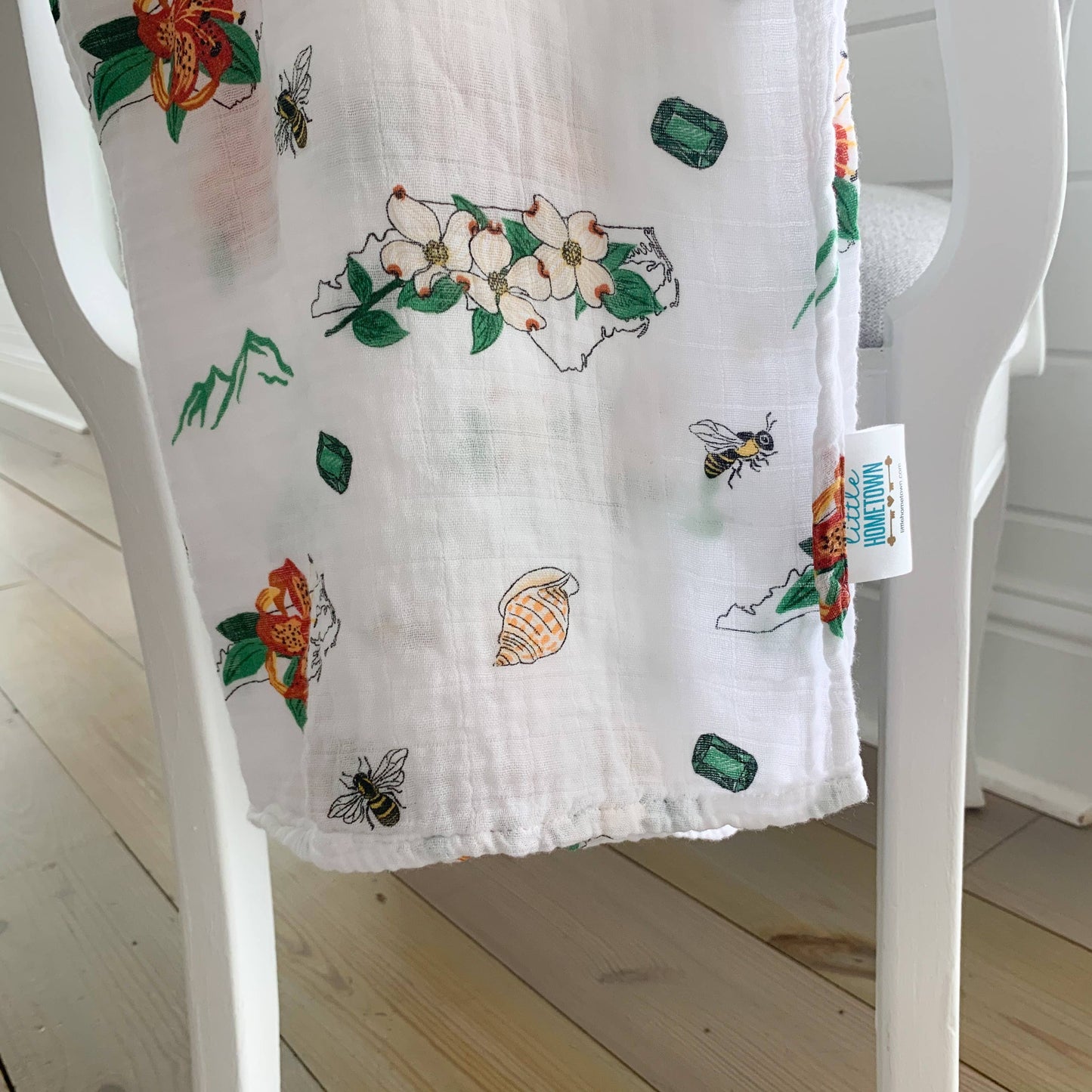 North Carolina Floral Muslin Cotton Baby Swaddle