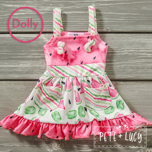 Watercolor Watermelon Doll Dress