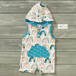 Rainbow Sloth Hooded Romper