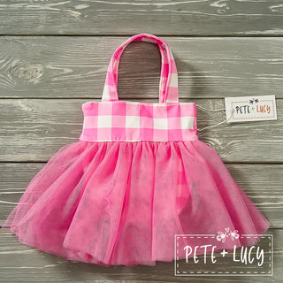 Pink Gingham Bucket Purse