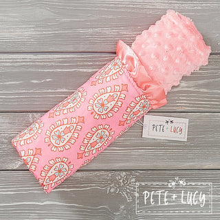Peach Paisley Minky Blanket