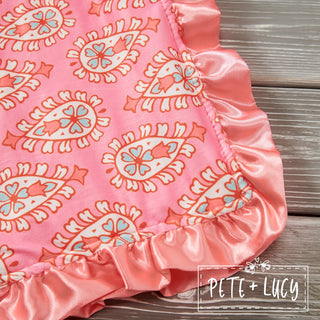 Peach Paisley Minky Blanket