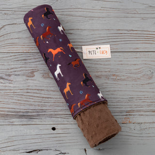 Playing with Horses Minky Blanket