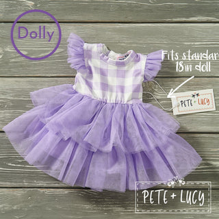 Purple Gingham Doll Dress