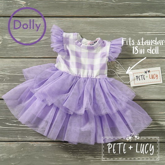 Purple Gingham Doll Dress