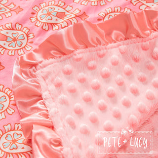Peach Paisley Minky Blanket