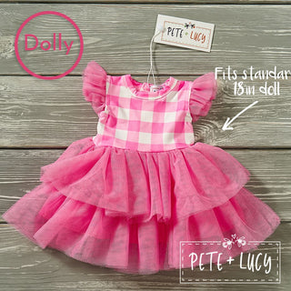 Pink Gingham Doll Dress