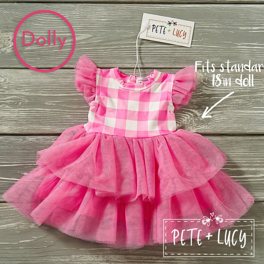 Pink Gingham Doll Dress
