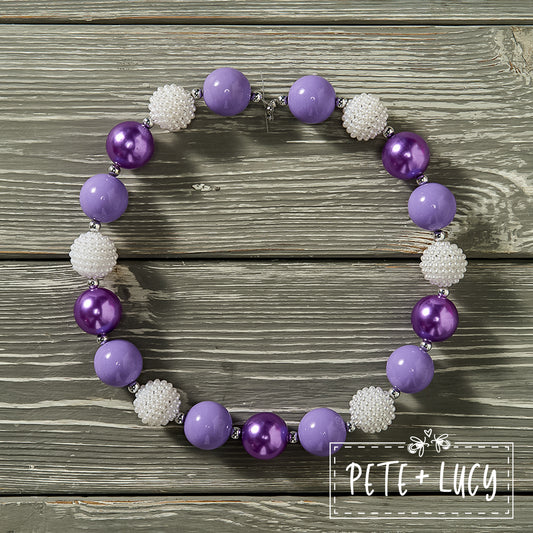 Purple Gingham Bubblegum Necklace