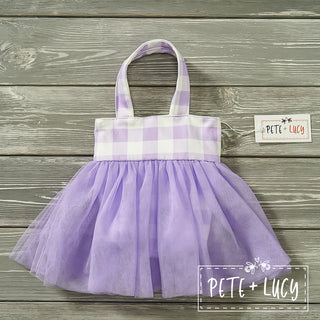 Purple Gingham Bucket Purse