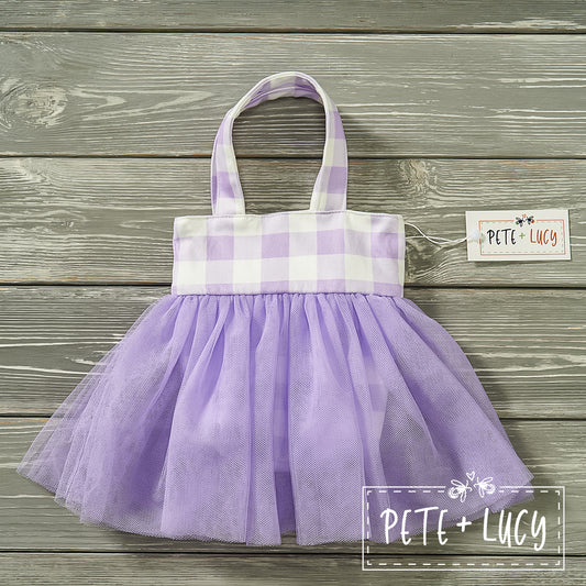 Purple Gingham Bucket Purse