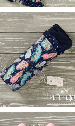 Boho Feathers Minky Blanket