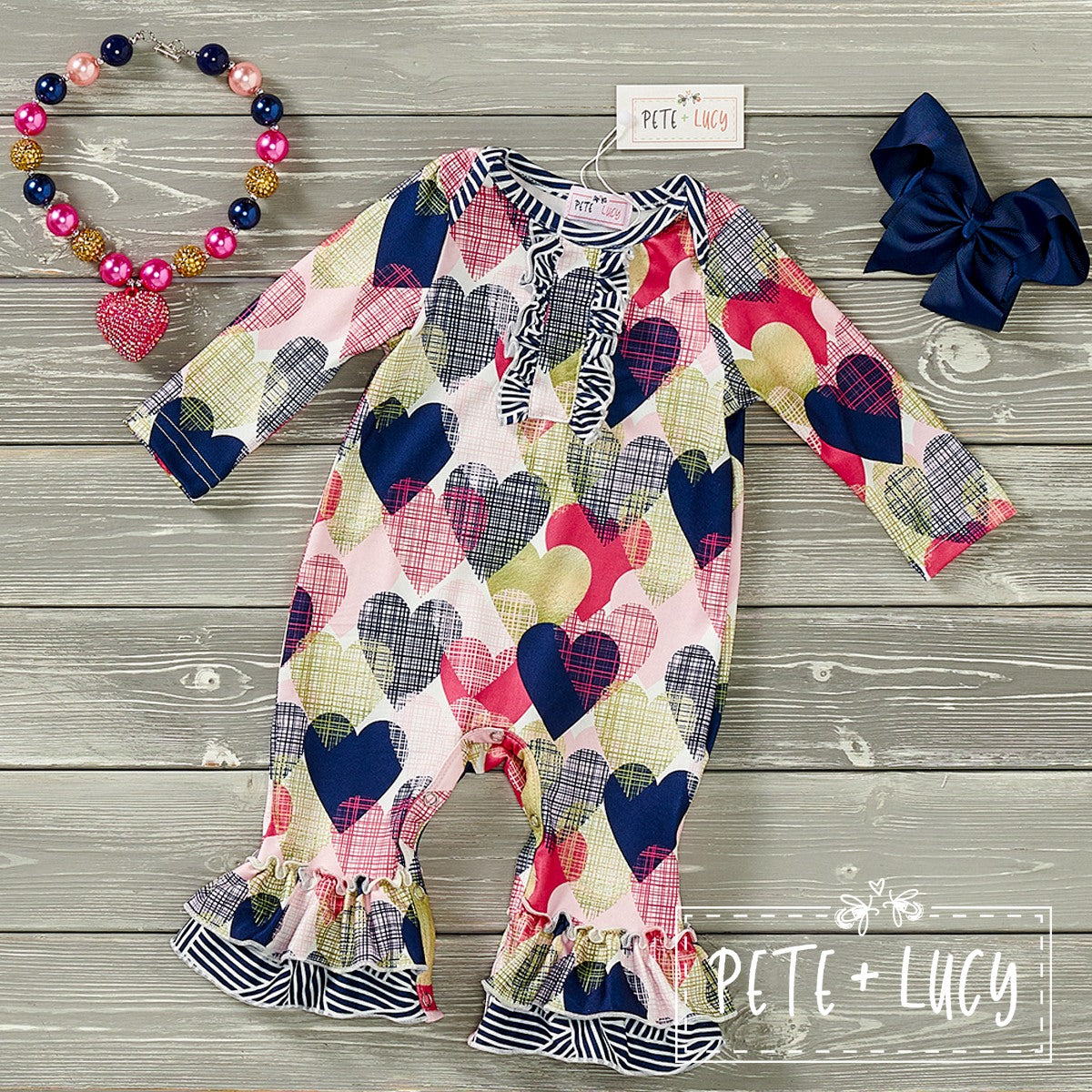 Geo Hearts Romper
