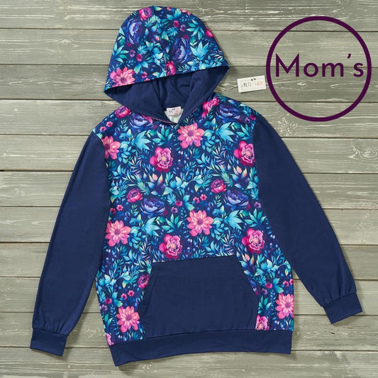 Navy Blooms Mom Pullover
