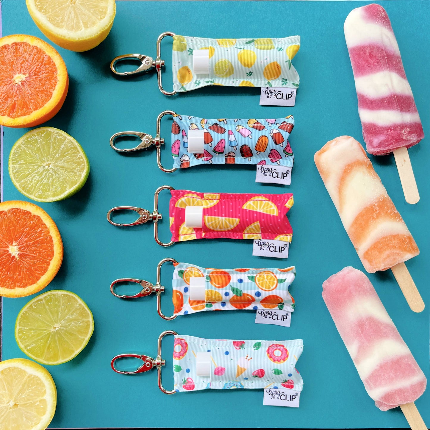 Lemons on Pink LippyClip® Lip Balm Holder for Chapstick