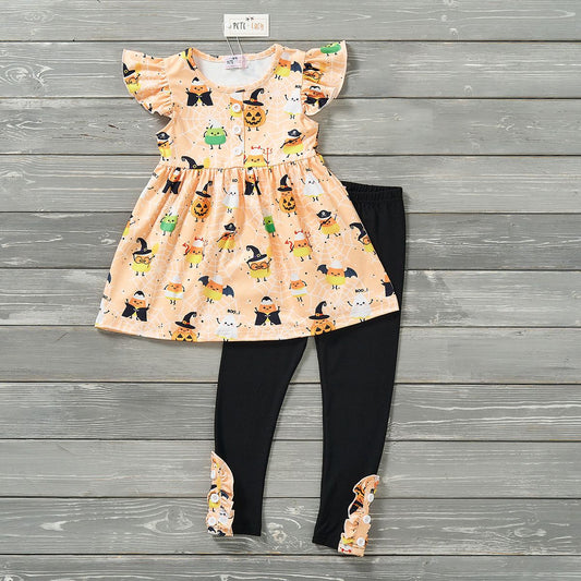 Candy Corn Costumes Short Sleeve Pants Set