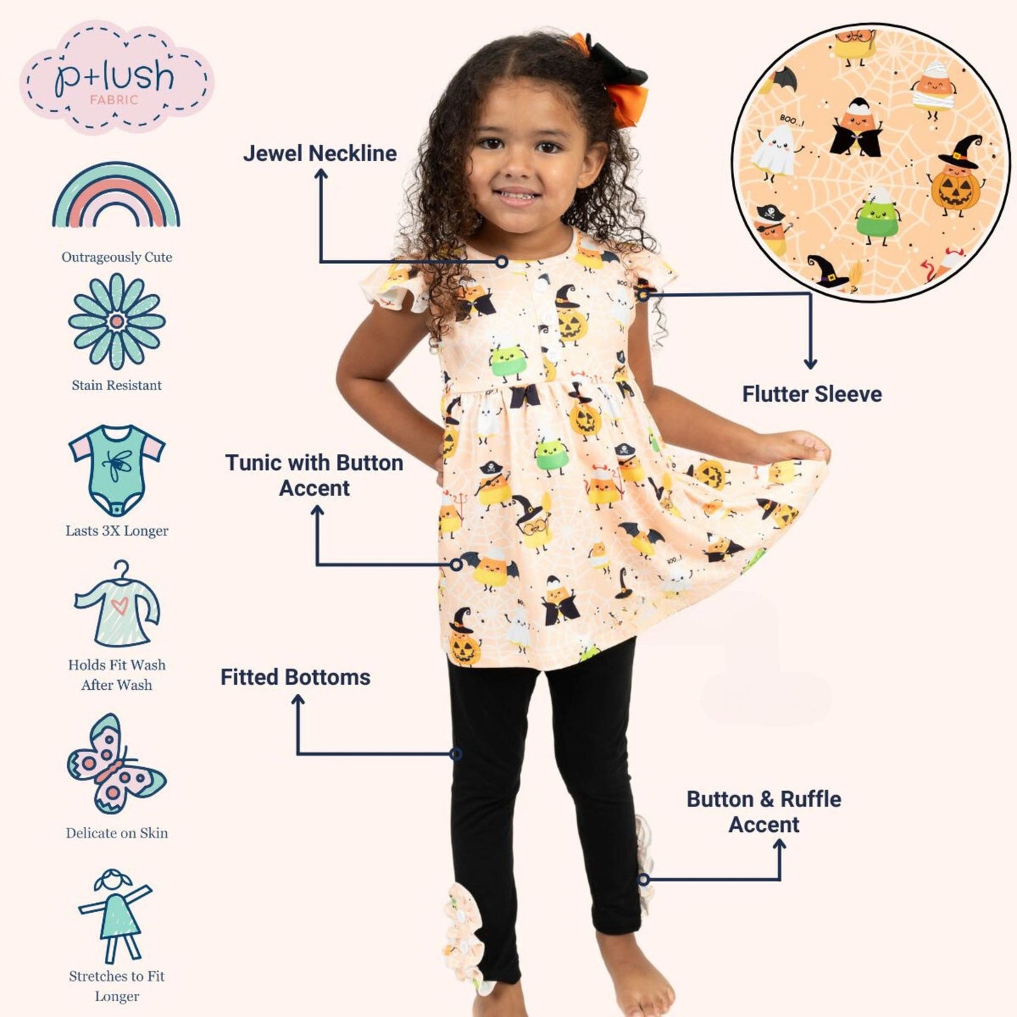 Candy Corn Costumes Short Sleeve Pants Set