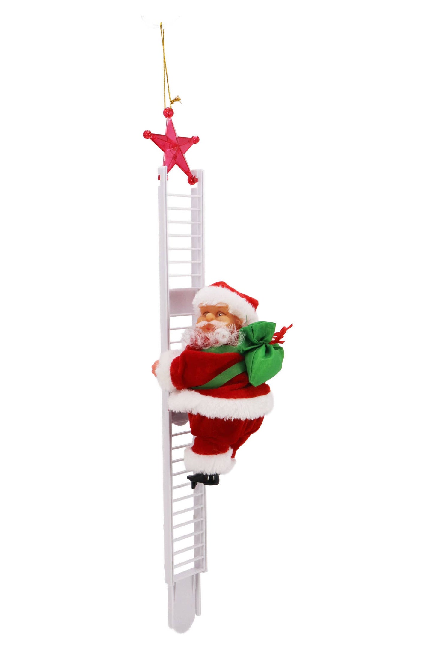 Santa Claus Ladder Climbing Music Ornament