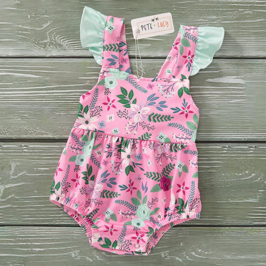 Raspberry Petals Romper