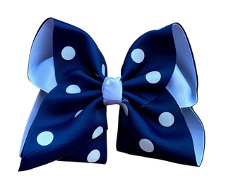 Navy and White Polka Dot Layered Hair Bow