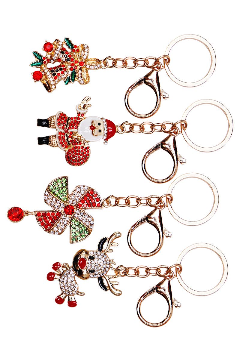 Christmas Ornament Bling Rhinestone Key Chain