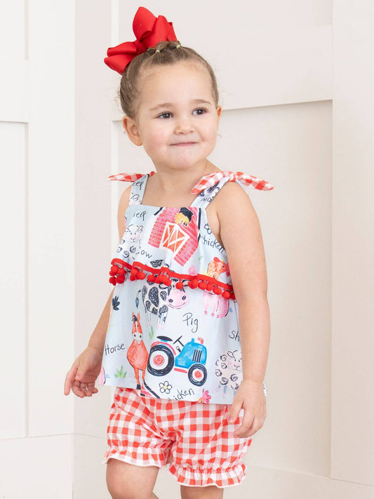 Red Gingham Farm Ruffle Outfit