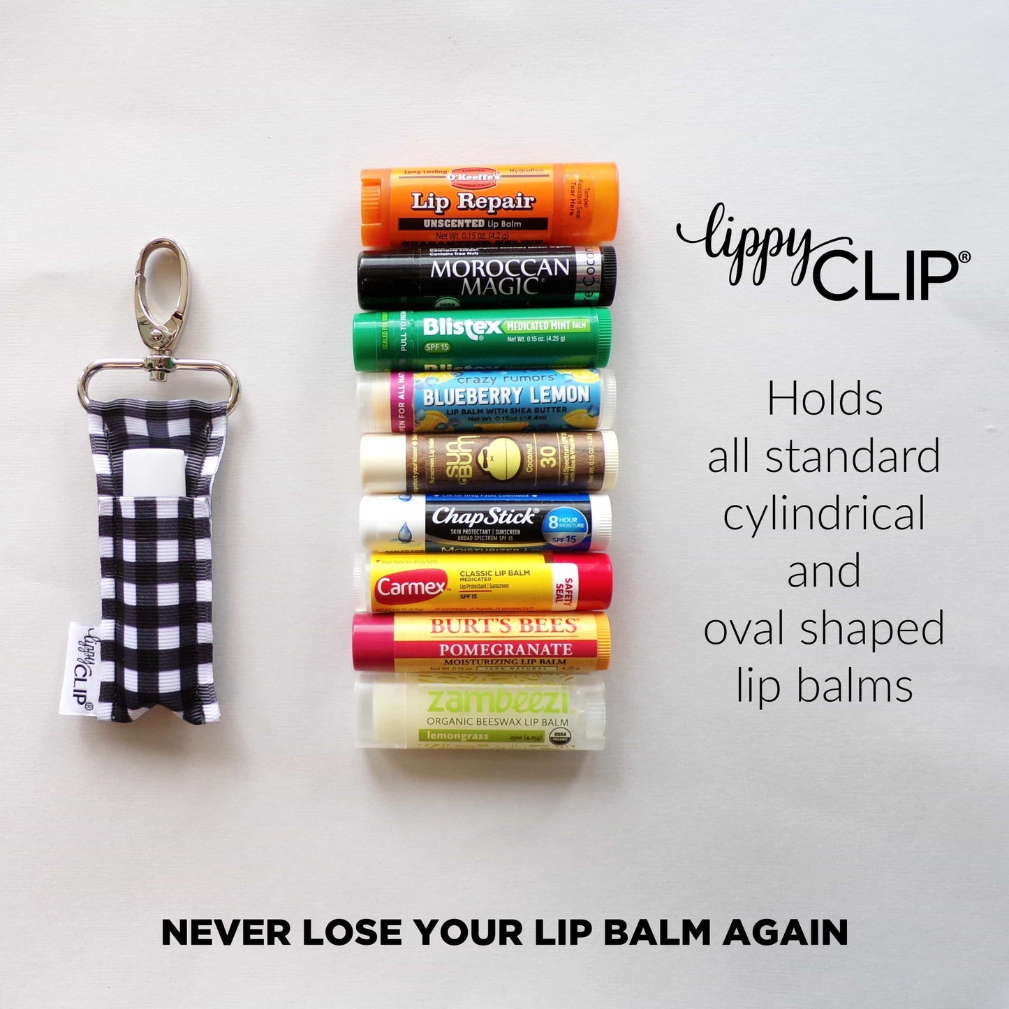 Orange and White Plaid LippyClip® Lip Balm Holder