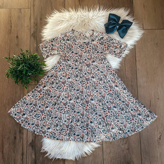 Muted Floral Twirl Bamboo Dress