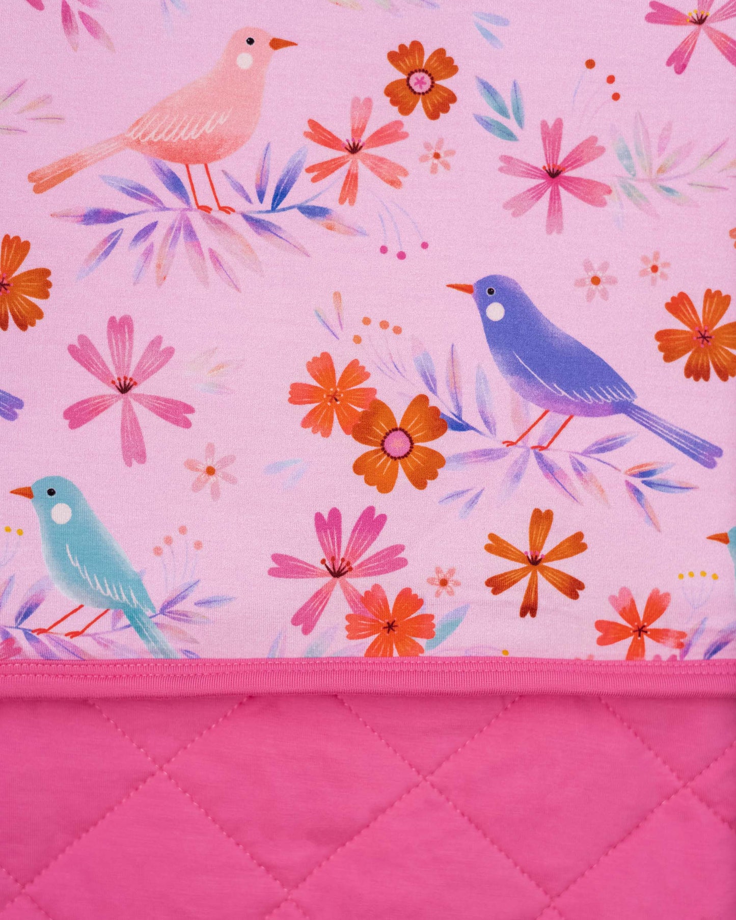 Blooming Birds Mini Quilted Bamboo Baby Blanket
