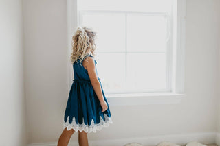 Denim Ruffle Intricate Lace Summer Dress